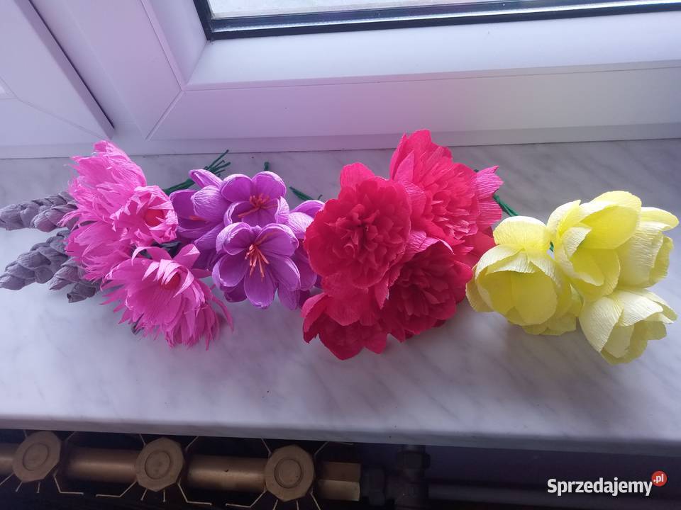 Kwiatki z krepiny bukiety palma wielkanocna Ropa sprzedam