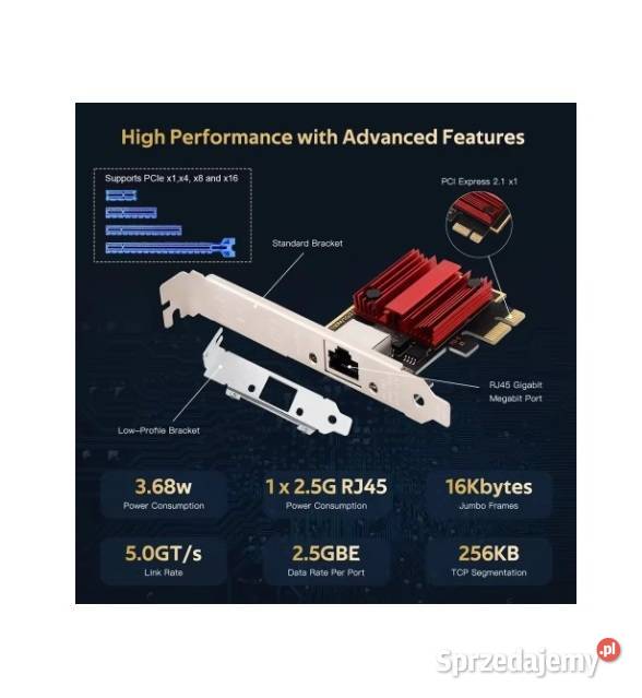 Karta sieciowa 25G PICE na RJ45 NOWA Komputery i Akcesoria śląskie Piekary Śląskie