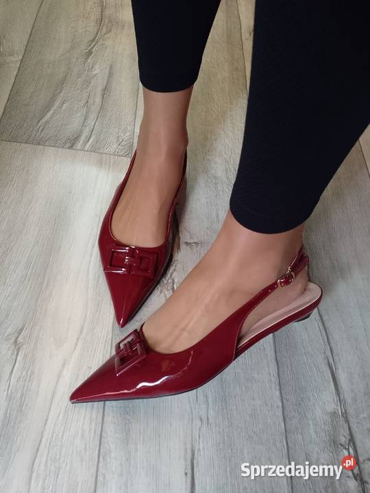 41 Bordowe niskie czółenka baleriny wieczorowe z małopolskie Kraków