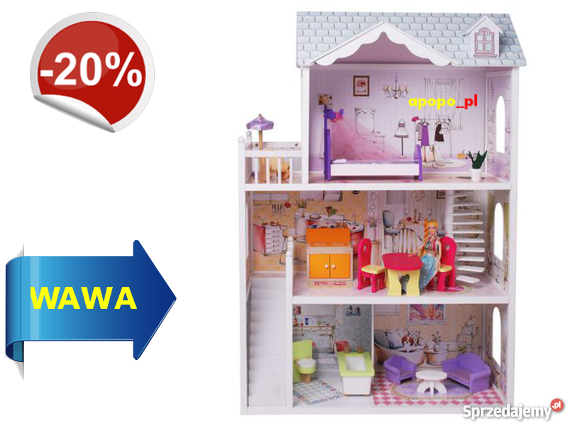 Ogromny drewniany domek lalek BARBIE Warszawa