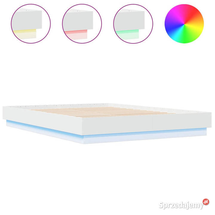 Rama łóżka z oświetleniem LED biała 160x200 Warszawa