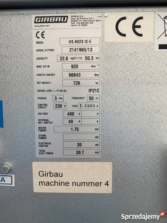 PRALKA PRZEMYSŁOWA PRALNICA PRALNICOWIRÓWKA Masłów Pierwszy