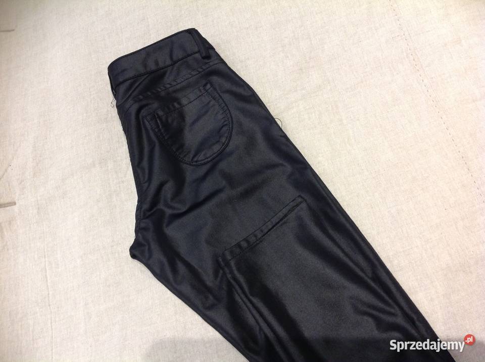 Legginsy czarne damskie ala skórzane XS nowe