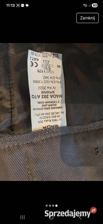 Ubranie robocze zimowe Pozostałe Dąbrowa Górnicza