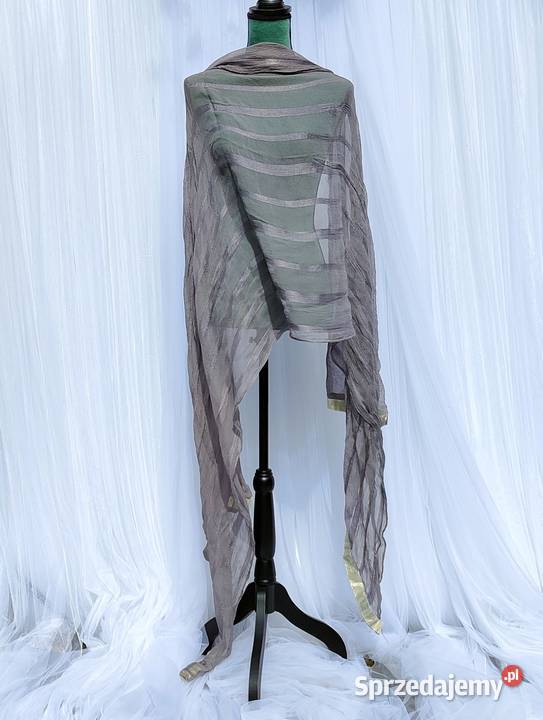 Szara indyjska chusta dupatta szyfon pasy pareo Szczecin