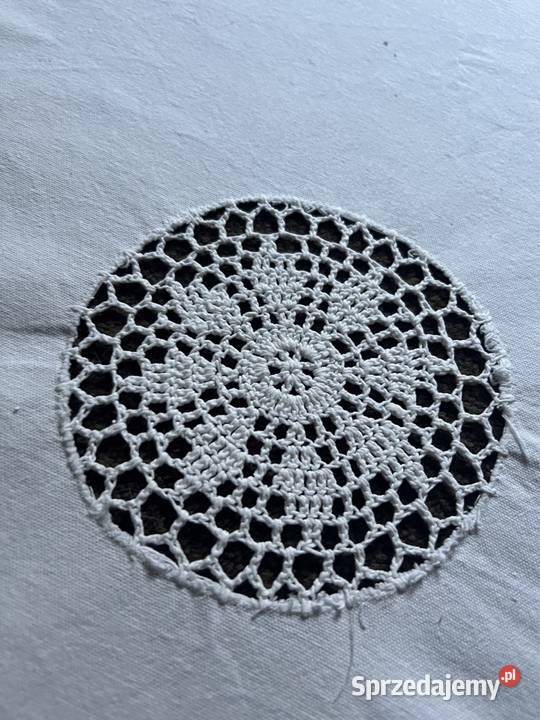Obrus szydełkowy ręcznie robiony rękodzieło biały Zabrze
