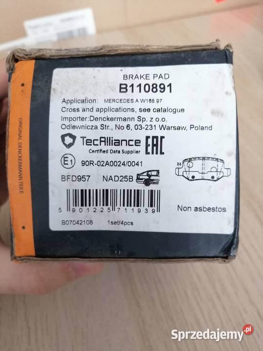 Klocki hamulcowe Denckermann B110891 Mercedes A pomorskie Gdynia sprzedam