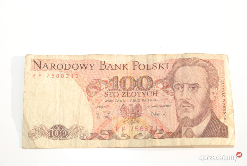 Stary banknot 100 złotych Waryński 1988 antyk RP Cieszyn sprzedam