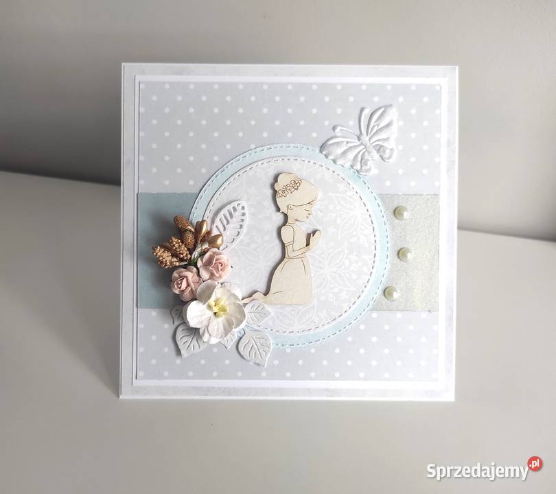 Kartka ręcznie robiona Komunia Święta handmade Rękodzieło Łódź