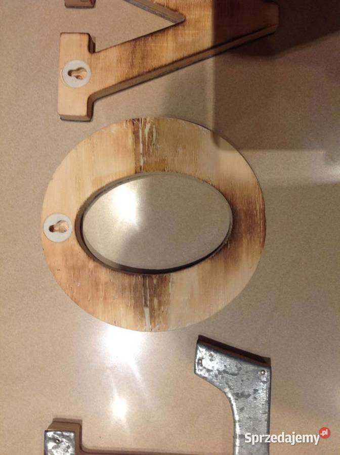 Napis Drewniany metalowy Srebrny LOVE Dekoracja Nowa Sól