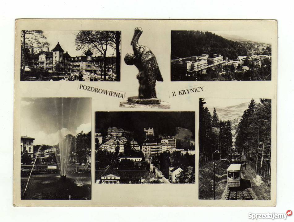 KRYNICA POZDROWIENIA POCZTÓWKA CZARNO BIAŁA Krynki