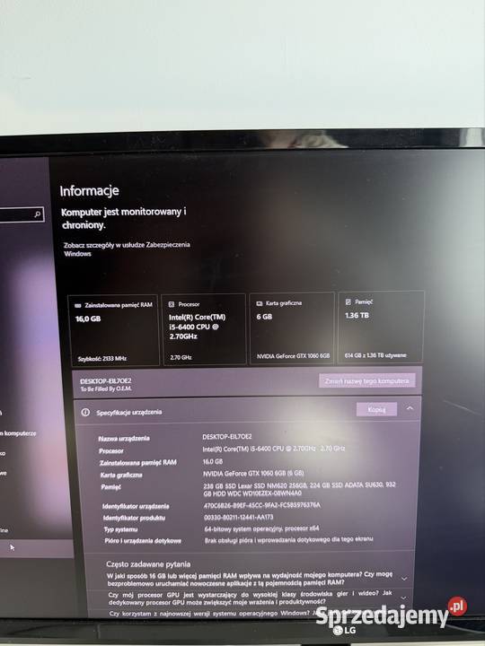 Zestaw komputerowy Pamięć RAM 16 Boguszyn
