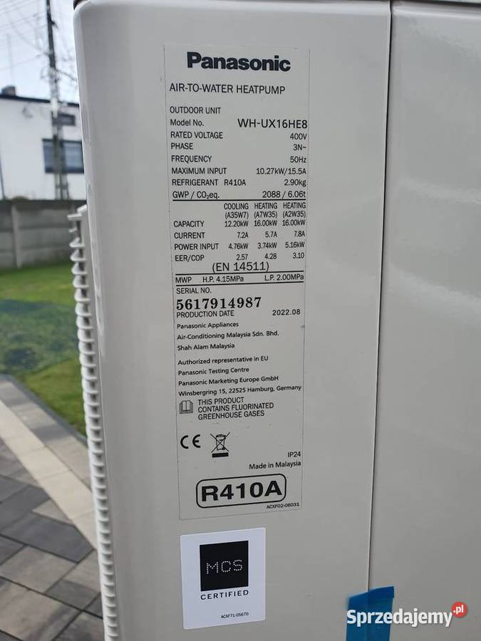 Pompa ciepła Panasonic 16kW jednostka zewnętrzna łódzkie Wolbórz