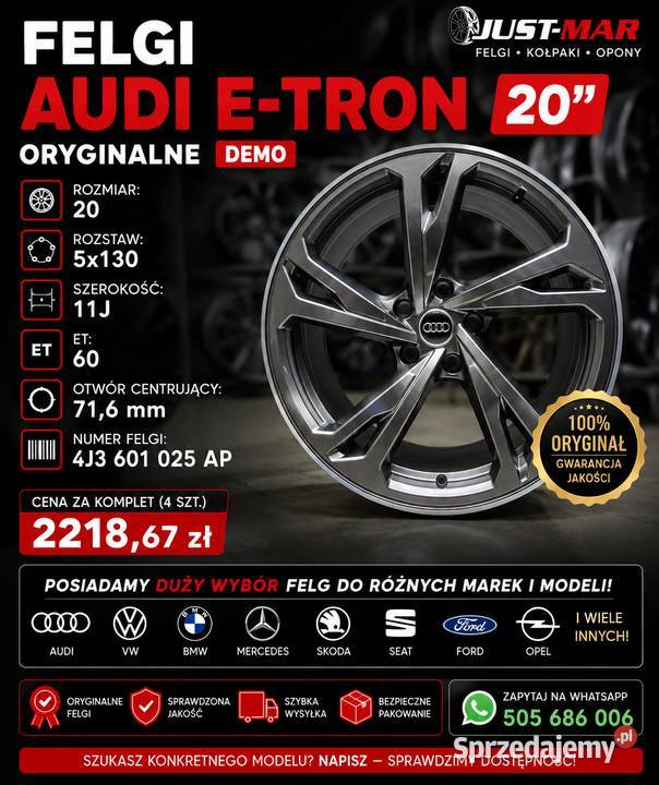 Felga Audi 20 5x130 11J ET60 ETron demo grafit aluminiowe Kamieniec