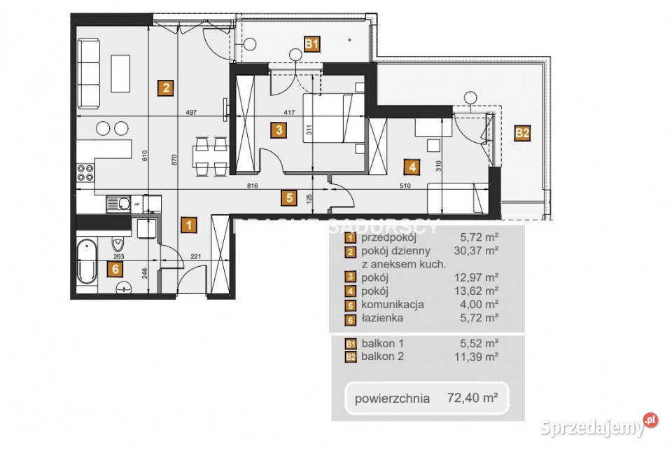 sprzedaży mieszkania 724m2 3pokojowe Kraków