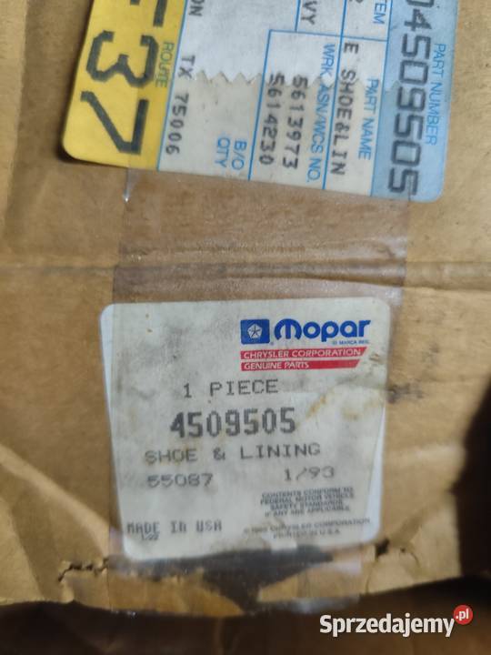 Komplet szczęk hamulca postojowego MOPAR lubelskie Gościeradów Ukazowy sprzedam