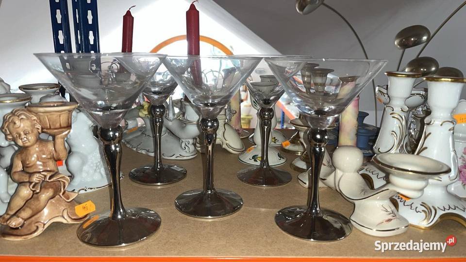 Kieliszek do szampana Nóżka srebrzona Czara jest Porcelana i szkło Gdańsk