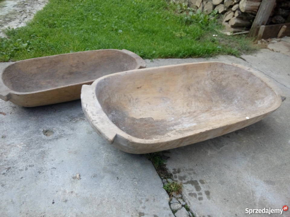 Drewniane dłubane koryta dzierża niecka patera
