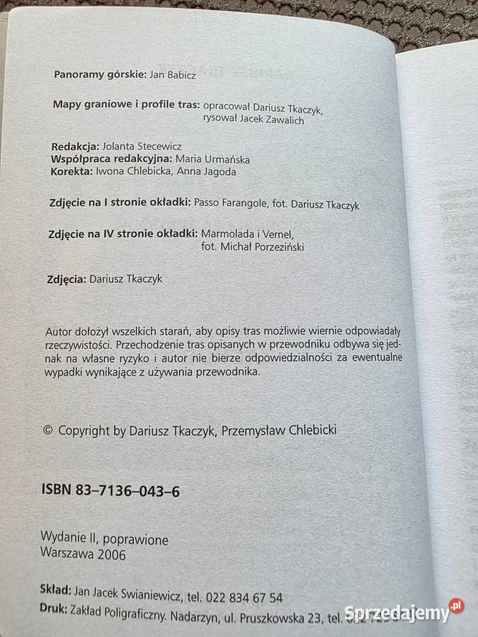 Dolomity tom II Zachód Dariusz Tkaczyk ISBN 8371360436 Kraków