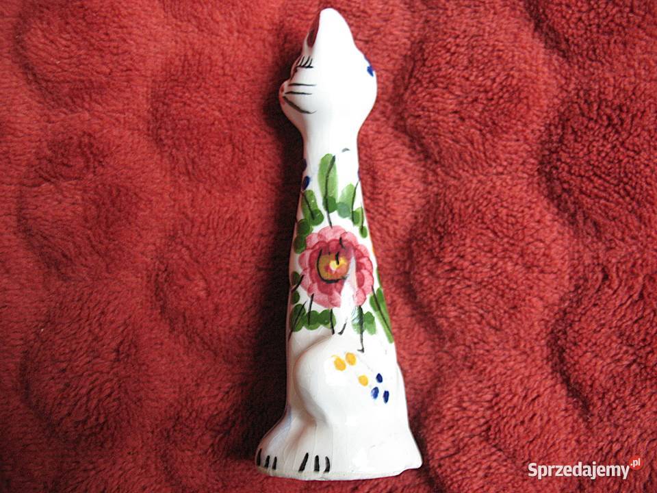 Kot ręcznie malowany kotek stara figurka wielokolorowy Siedlce