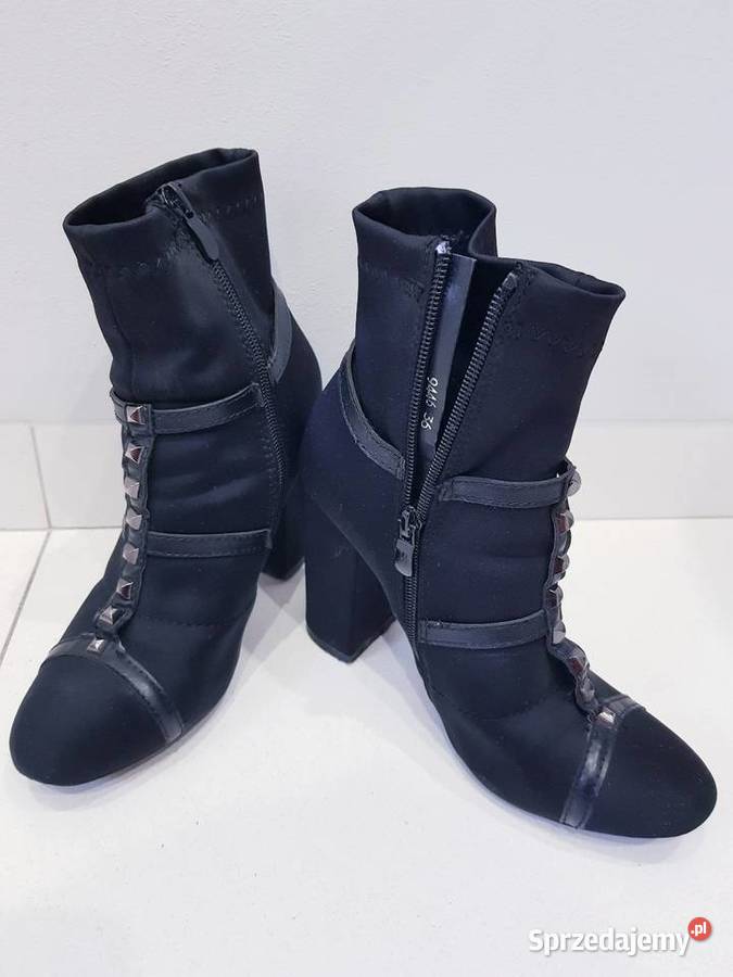 Damskie jesienne botki na słupku z ćwiekami inna Dąbrowa Górnicza