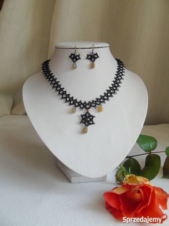 Biżuteria Frywolitkowa Wiśniowa sprzedam