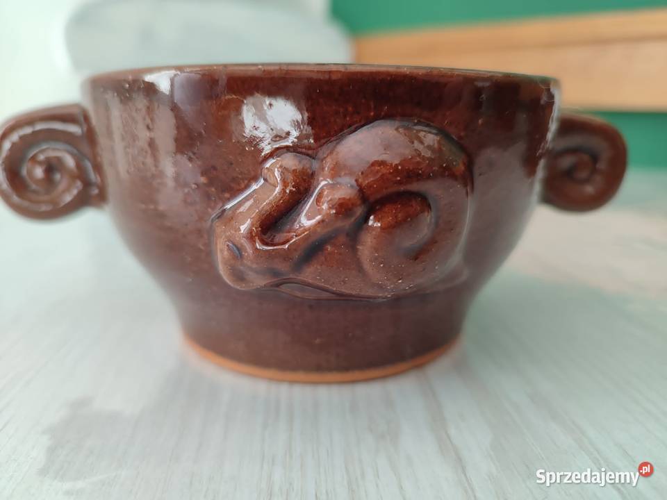 Ceramiczne szkliwione bulionówki ozdobne 5 sztuk pomorskie Gdańsk