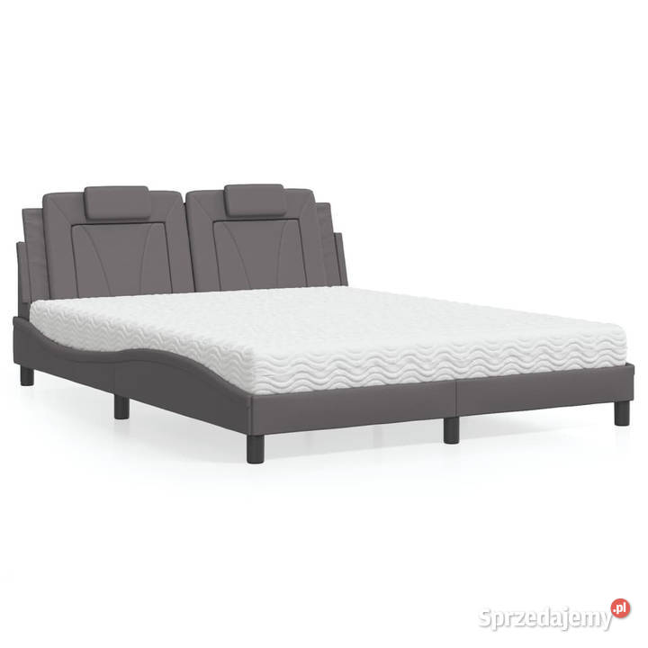 Łóżko z materacem szare sztuczna skóra 160x200 Warszawa sprzedam