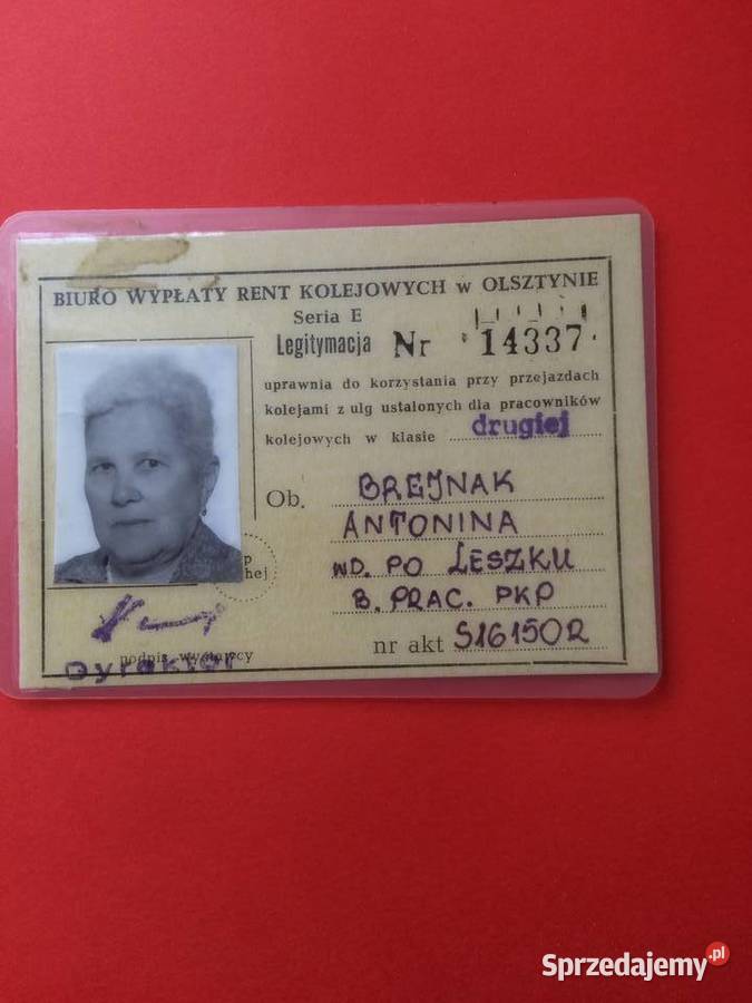 1594 Legitymacja Rent Kolejowych zachodniopomorskie Szczecin sprzedam