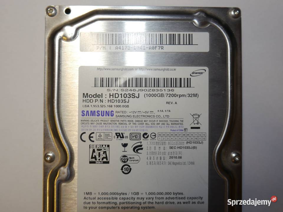 Dysk twardy HDD Samsung 1TB HD103SJ 35 1000GB Gdańsk