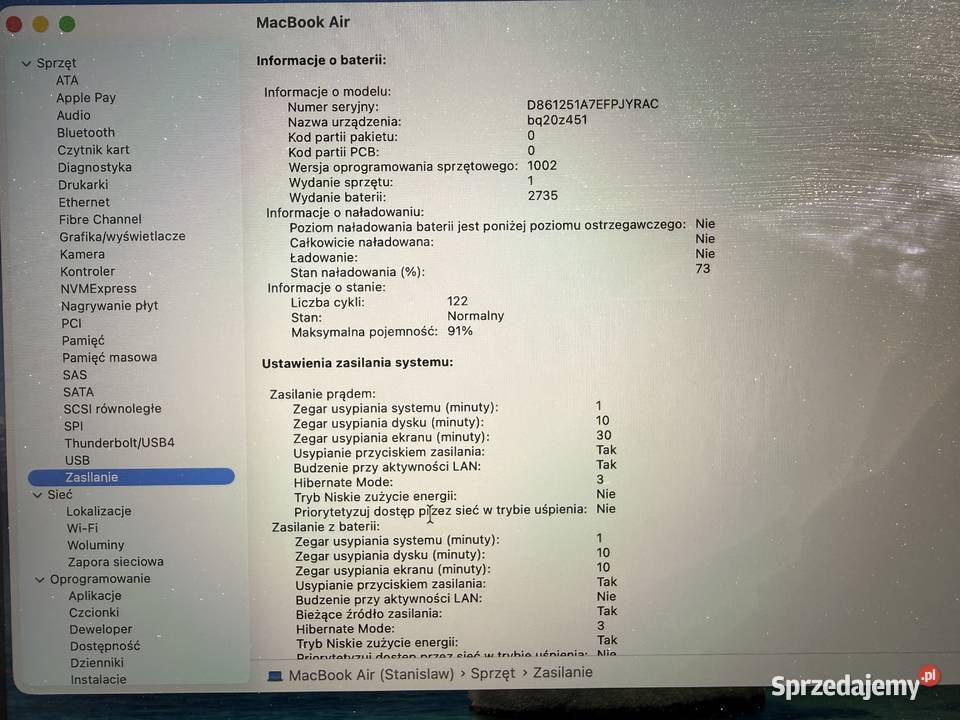 Macbook Air M1 idealny stan sprzedam nowości w 256GB Konstantynów Łódzki