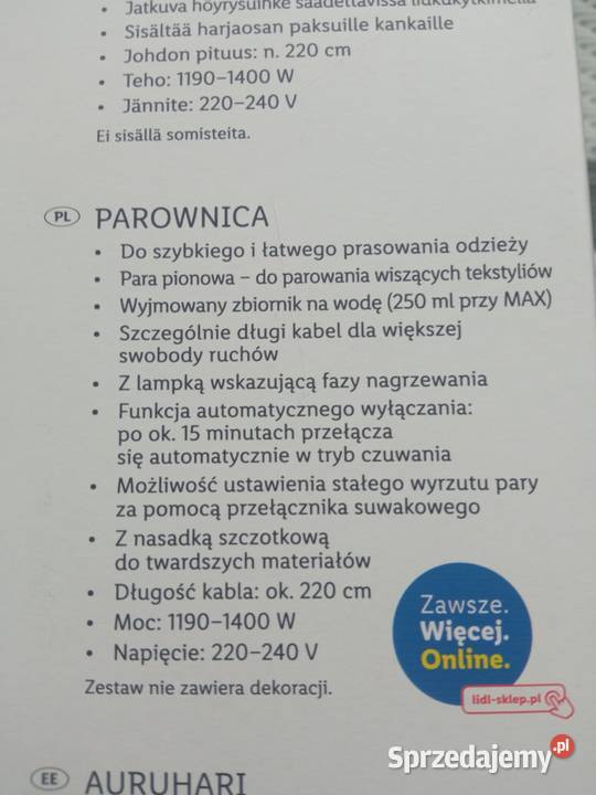 Parownica do ubrań 1400 W SDMF 1300 B2 patrz Bydgoszcz