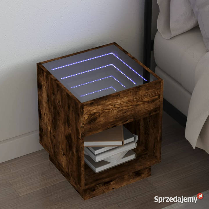 Stolik nocny z LED Infinity brązowy dąb 40x40x50 Warszawa