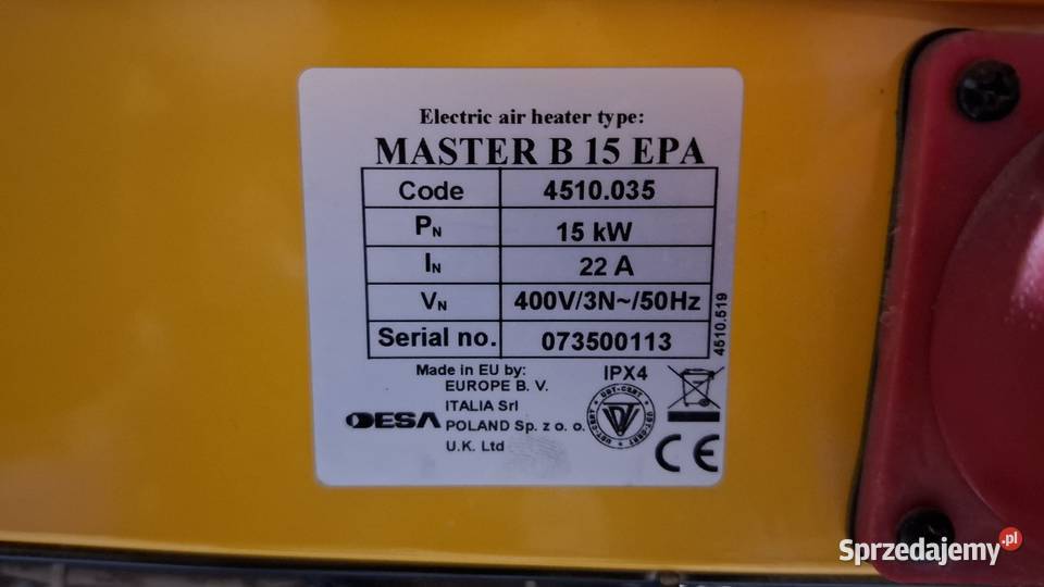 Nagrzewnica 15kW Master B15EPA elektryczna Nagrzewnice Milejowice