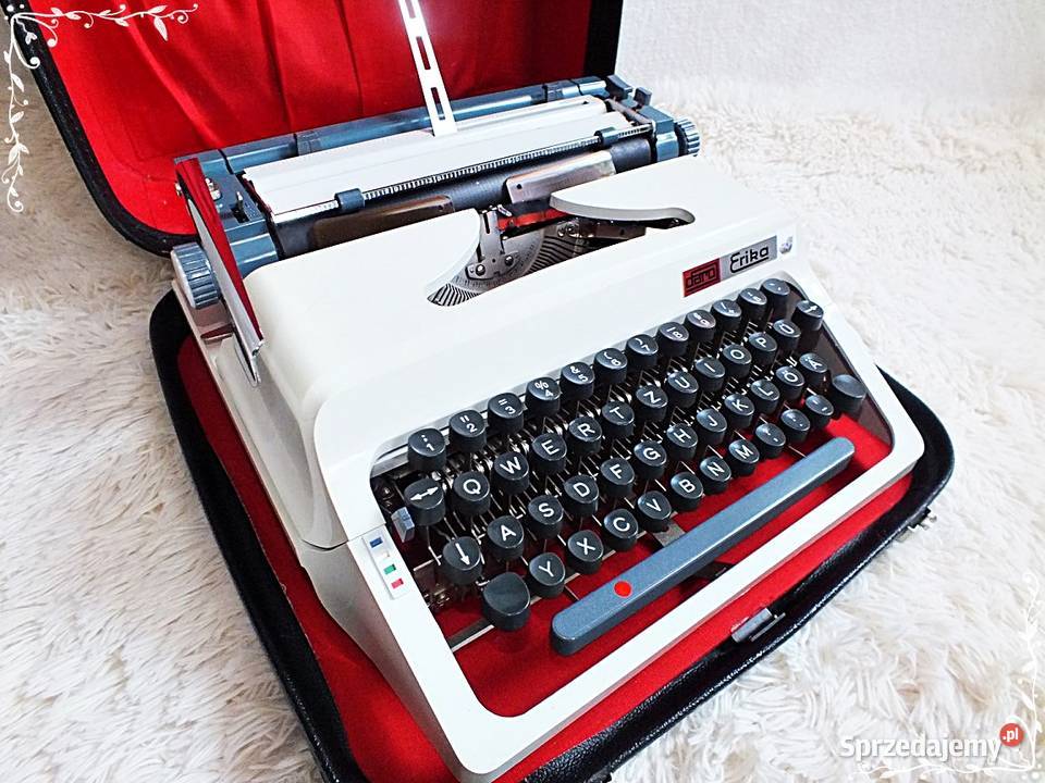 Stara maszyna do pisania Erika 1975 kufer instr