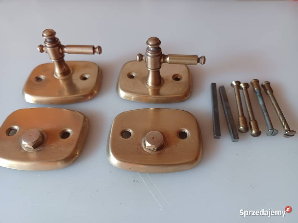Komplet zamknięć do drzwi łazienkowych Mosiądz Klamki i uchwyty Poznań
