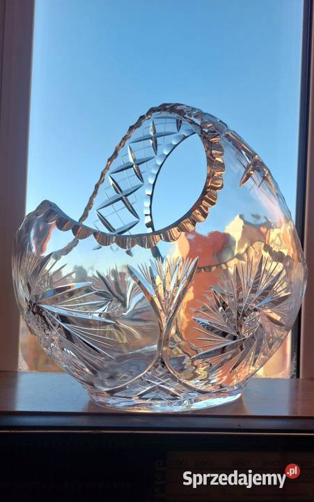 Wielki piękny kosz kryształowy PRL Wrocław