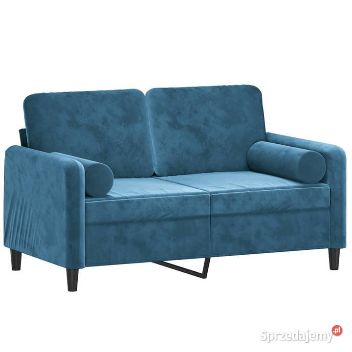 2osobowa sofa z poduszkami niebieska 120 aksamit Warszawa sprzedam