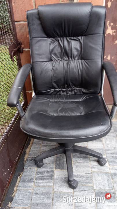 Fotel krzesło obrotowe czarne z eko skóry Jarocin