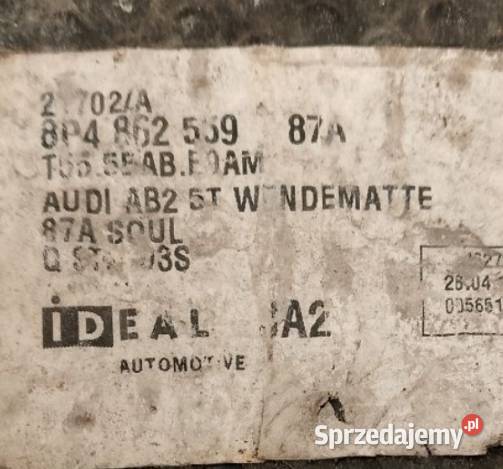 Wykładzina wnętrza Audi A3 8P sportback osobowe Części samochodowe Kościerzyna