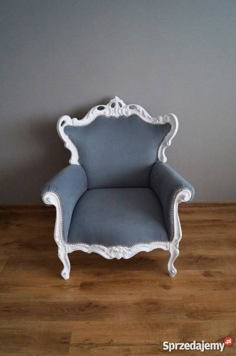 Fotel barokowy shabby chic szary Stalowa Wola