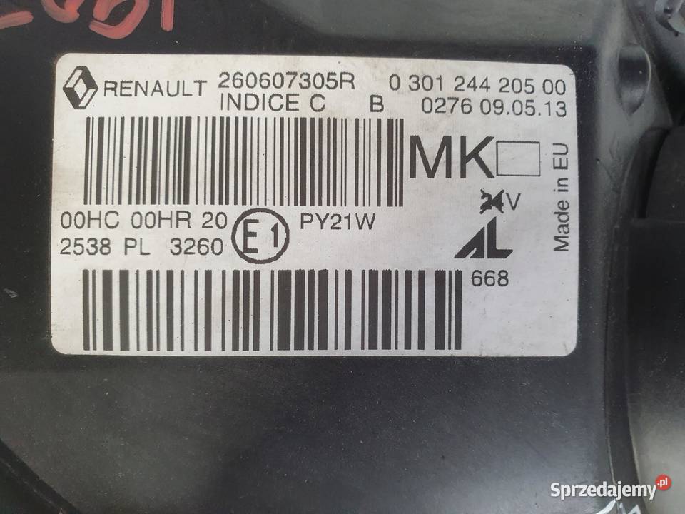 LAMPA LEWA Renault Megane III lewy przód