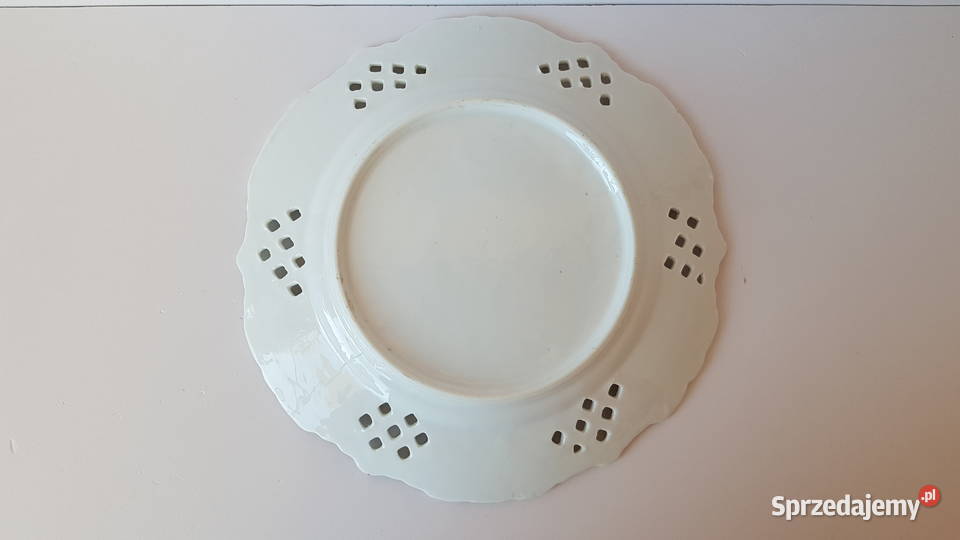 Stary ażurowy porcelanowy talerz talerzyk kwiaty Porcelana i szkło