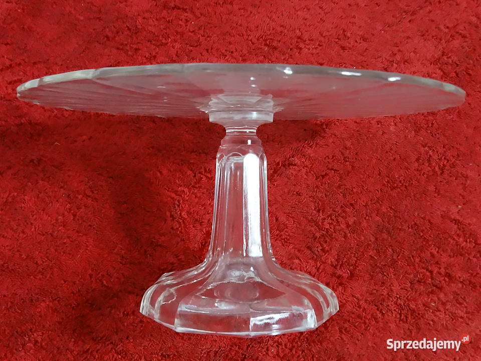 Szklana Patera na Ciasto Owoce Vintage