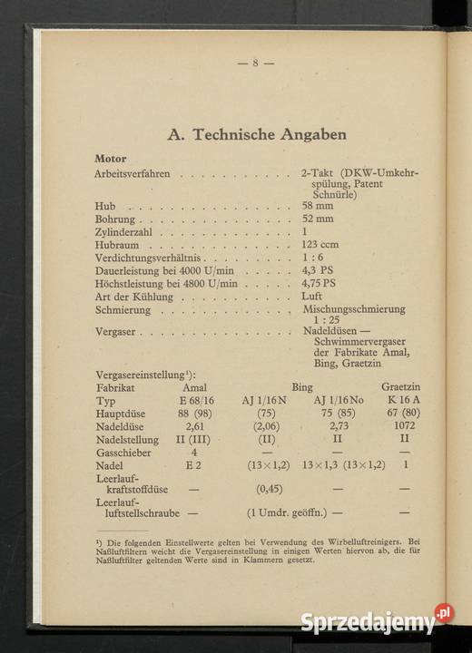 Auto Union DKW Typ RT 125 instrukcja obsługi i Lębork