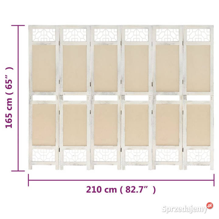 Parawan 6panelowy kremowy 210 x 165 tkanina Warszawa