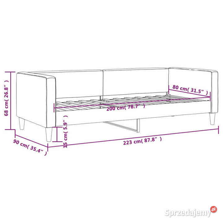 Sofa z funkcją spania kremowa obita tkaniną Łóżka Warszawa