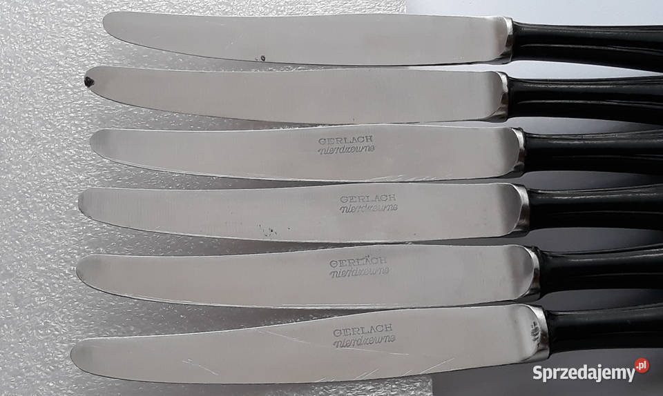 Noże obiadowe 1 BAKELIT Gerlach sztućce PRL śląskie Dąbrowa Górnicza