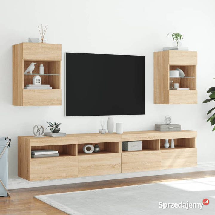 Ścienna szafka TV z LED dąb sonoma 40x30x605 RTV mazowieckie