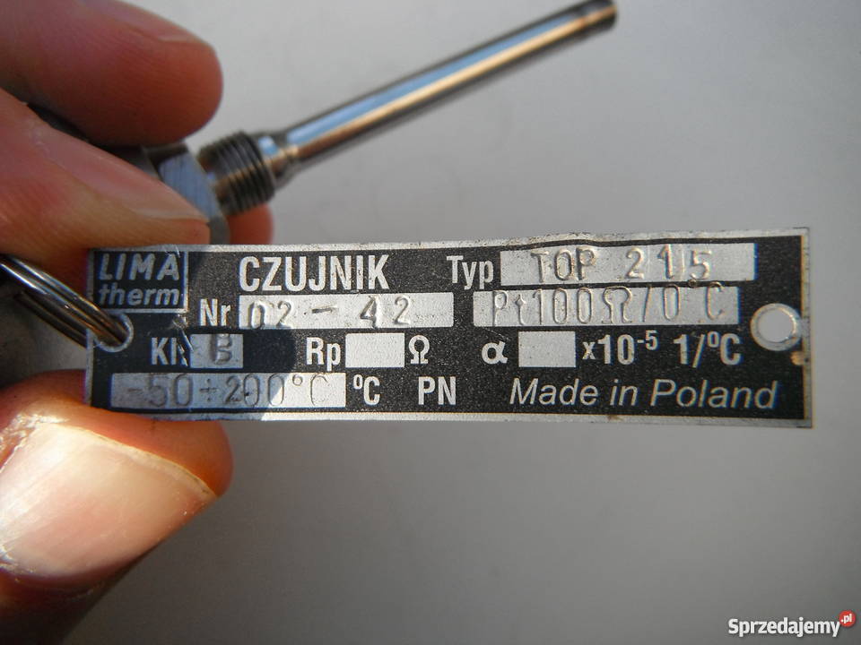 Czujnik Pt100 TOP 215 Lima therm 50200C Nowy Chlewiska